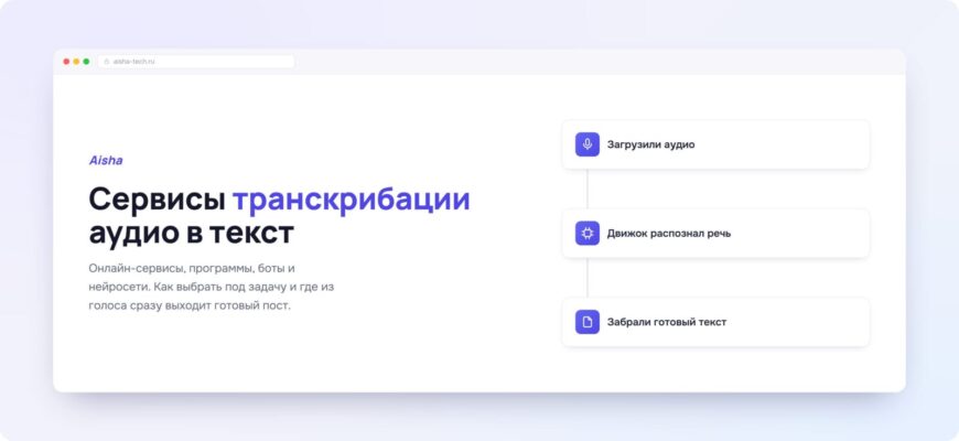 Сервисы для транскрибации аудио в текст: типы и выбор